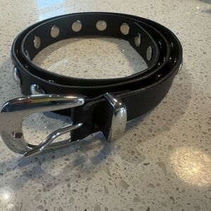 Madewell Black Belt with Silver Studs